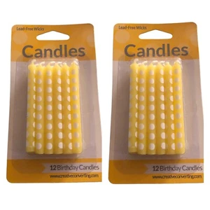 24 Creative Converting Cake Candle, 2.25", Mimosa Yellow Polka Dot (2x 12) - Picture 1 of 2