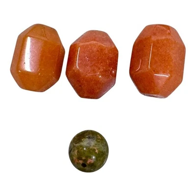 Большой резной ремесленник драгоценных камней бисер граненый оранжевый авантюрин Unakite сфера - Изображение 1 из 4