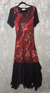 Vintage USA Sharon Max Y2K Floral Fairy Grunge Maxi Dress Medium Whimsigoth - Picture 1 of 9