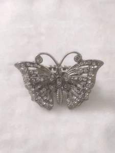 Butterfly CLEAR Crystal Rhinestone Stretch Statement Runway Ring - Picture 1 of 7