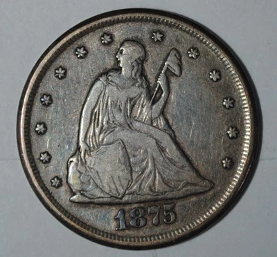 1875 CC Carson City Silver Twenty Cent Piece 20C {{{3715 - Image 1 of 4