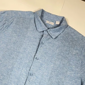 Cafe Luna Button Up Shirt Mens XL Large Blue Short Sleeve Panel Collared - Picture 1 of 11