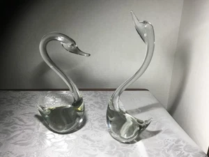 Hand Made in Italy Kunst Glas klar Schwan Figuren Skulpturen schwer gemarkt - Bild 1 von 12