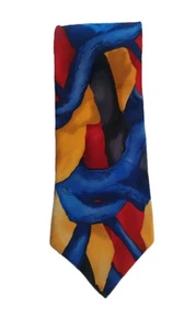 Jerry J Garcia- Collectors Edition-Neck Tie Multicolor Abstract 100% Silk-Retro - Picture 1 of 7