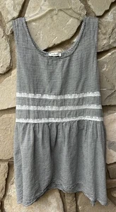 Simply Noelle Tunic Top Medium Cotton Gray White Stripe Lace Trim Coastal EC - Picture 1 of 6