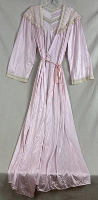 Bata sedosa de colección Sweetdreams by Maidenform talla M rosa corbata abierta encaje completo Foto 1 de 3