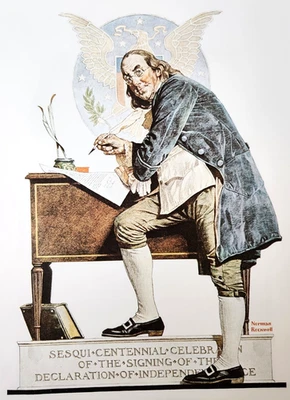 Impresión de libro Benjamin Franklin Declaración de Independencia Norman Rockwell 1990 Foto 1 de 4