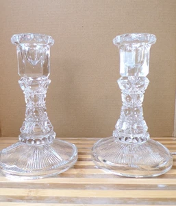 2 Kerzenständer Kerzenständer Vintage geschliffenes Bleikristallglas - Bild 1 von 15