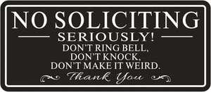 No Soliciting Sign for House/Office, 9 X 4 Inch Aluminum Self-Adhesive Modern De - Picture 1 of 12