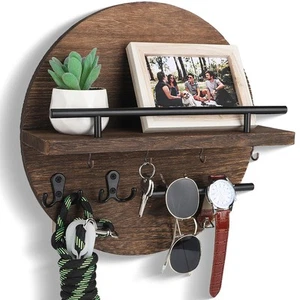 Key Holder for Wall Decorative with Shelf and Hooks, Unique Mail Organizer Wa... - Picture 1 of 7