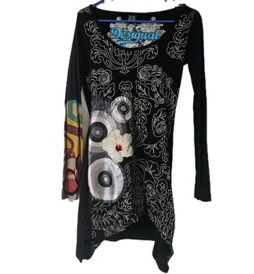 Top de mujer Desigual Y2K túnica asimétrica boho grunge arte bordado indie retro Foto 1 de 4