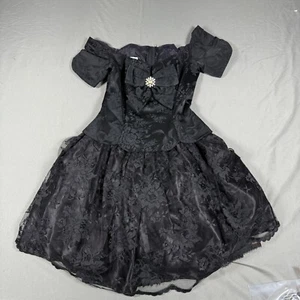 Scott McClintock Fit & Flare Dress Girls Size 4 Black Floral Bow Detail Back Zip - Picture 1 of 16