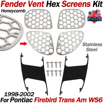 Para Pontiac Firebird 1998-2002 transmisión automática WS6 guardabarros ventilación pantallas hexagonales de acero inoxidable Foto 1 de 4