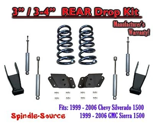 3" / 4" Lower Drop + SHOCKS FOR 99 - 07 Chevrolet Silverado / GMC Sierra 1500 V8 - Picture 1 of 1
