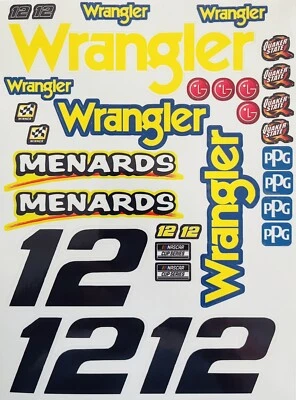 Hoja de calcomanías/pegatinas de vinilo de carreras R/C escala 1/10 con pegatinas de patrocinador Wrangler #12 Foto 1 de 3