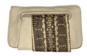 Witchery Leather Clutch Snakeskin Accent - Picture 1 of 9