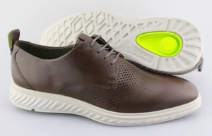 Men's ECCO 'ST.1 Hybrid' Dark Brown Leather Plain Toe Sneakers Size US 11 EUR 45 - Picture 1 of 7