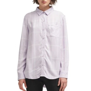 DKNY NUEVO Para mujeres Mangas Largas a Cuadros Alto-Bajo Botones Camisa Prenda para el torso TEDO - Imagen 1 de 2