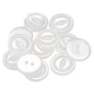 12 Pcs White Buttons for Sewing 0.4 inch Fish Eye Buttons for Crafts 2 Hole W... - Picture 1 of 6