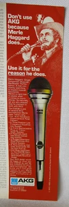 Merle Haggard AKG Acoustics Microphone 1983 Vintage Print Ad Outlaw Country - Picture 1 of 1