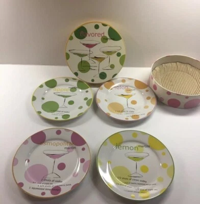 Juego de 4 platos de ensalada/postre de diseño Rosanna Martinis de 8" en caja de almacenamiento Foto 1 de 4