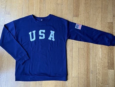 Sudadera Mujer EE. UU. Patriótica Azul 4 de Julio Día de la Bandera Orgullo Americano Pequeña Foto 1 de 4