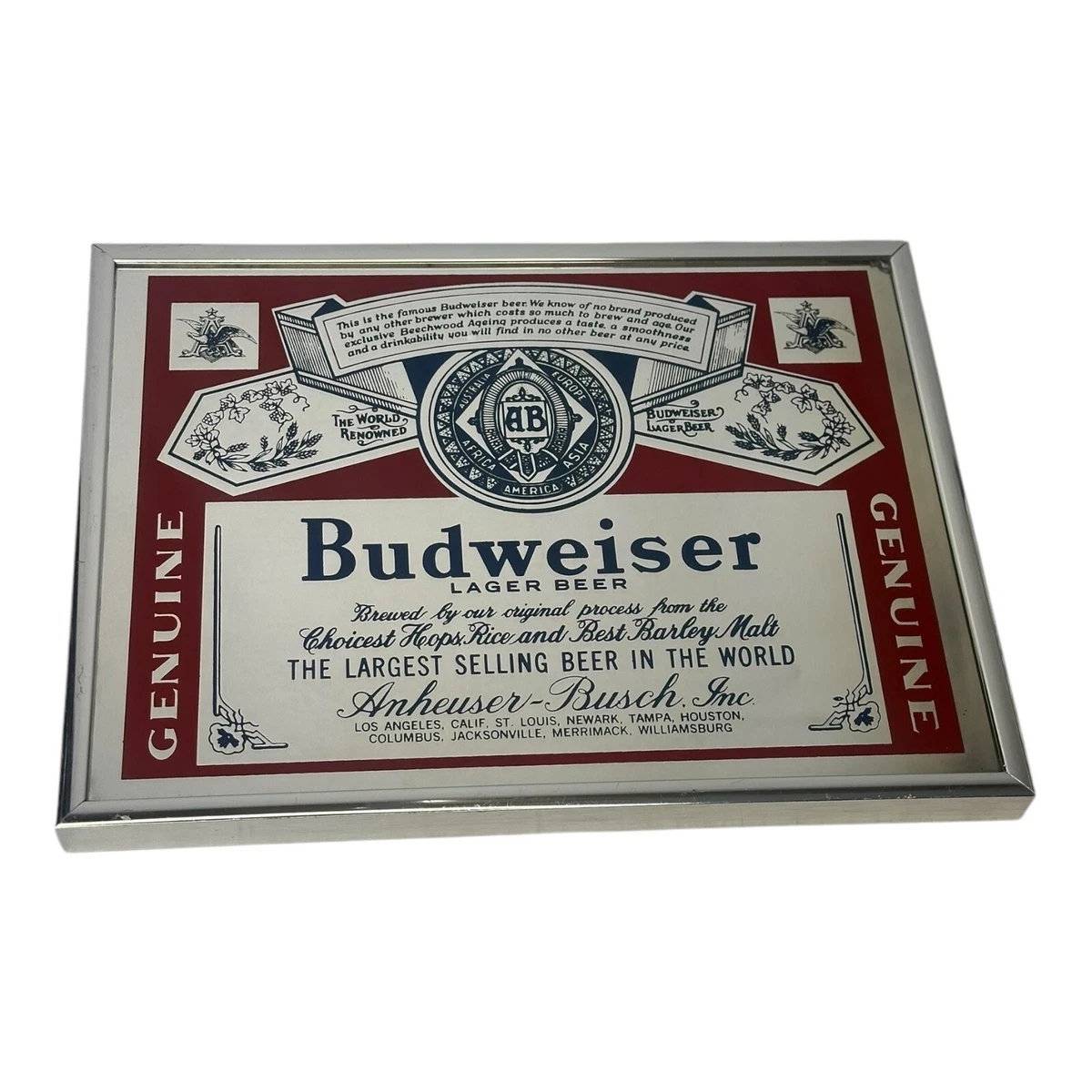 Anheuser Busch Mirror In Collectible Budweiser Signs & Tins for
