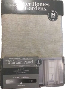 BETTER HOMES & GARDENS BEIGE ROD POCKET & Back Tabs SINGLE PANEL 54X84 - Picture 1 of 4