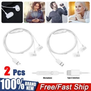 2 X USB-C Wired Stereo Earbuds Headphone w/ Mic For Samsung Galaxy S22 S21 Ultra - Picture 1 of 16