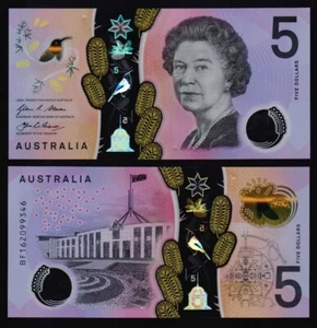 AUSTRALIA: B230a P#62a 5 Australian Dollars 2016 Polymer Uncirculated Banknote. - Picture 1 of 1