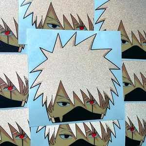 KAKASHI REFLECTIVE ANIME PEEKER STICKER NARUTO SHIPPUDEN CAR DECAL - Picture 1 of 2