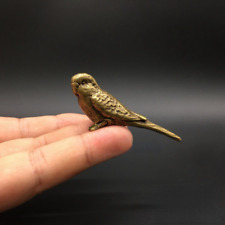 Antico Mini Pappagallo Ottone Uccello Ornamenti Statua Statuina Miniatura
