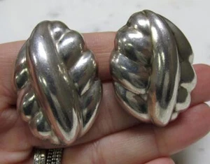 Vintage Zina Sterling Silver Large Clip-On Earrings ~ 26.5grams ~ 6-C391 - Picture 1 of 3