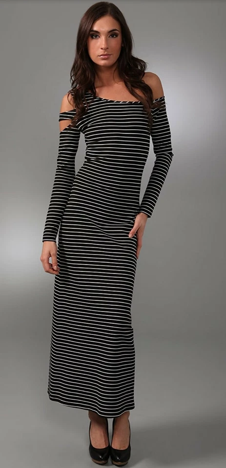 Vestido longo listrado Naomi - Imagem 1 de 4