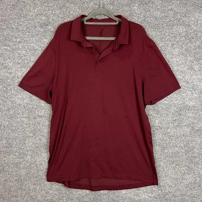 Lululemon Men Short Sleeve Polo Shirt Burgundy Performance Top Large - Image 1 of 4