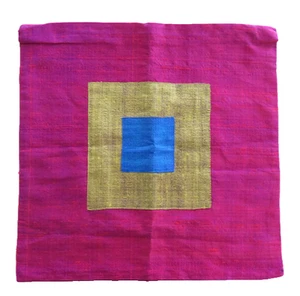 3 New Cushion Pillow Cover Zipper Pink Purple Gold Blue Squares Silk Decor Home - Picture 1 of 3