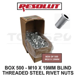 RESOLUT 500er Box - M10 x 19 mm Blindgewinde Stahl Nietmuttern 9269 - Bild 1 von 3