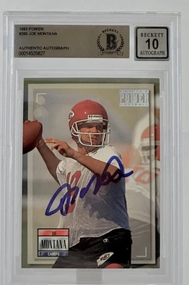 1993 Power Pro Set #200 Joe Montana Auto Kansas City Chiefs BGS Autograph 10 - Image 1 of 4