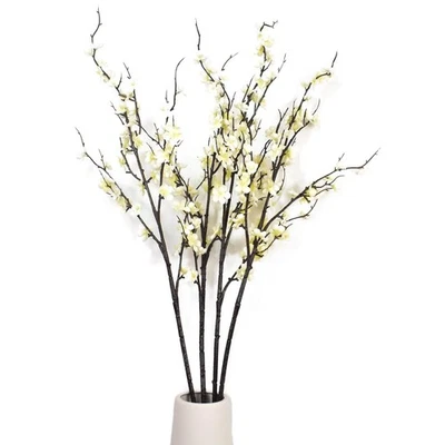 Ramas de flor de ciruelo, flores de imitación tallos verdes ramas tallos para florero, 3... Foto 1 de 4