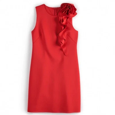 Vestido Vaino JW Jason Wu Rojo Sin Mangas con Detalle Floral Volantes Talla XXL 0395 Foto 1 de 4