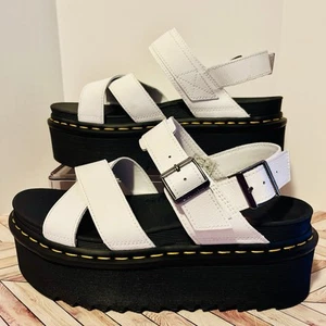 Dr. Martens Voss II Quad Women's 10 White Leather Platform Slingback Sandals - Picture 1 of 7