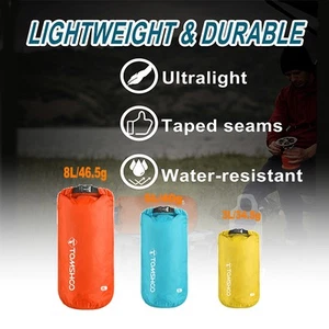 TOMSHOO Dry Bag Confezione da 3 Borse Leggere Nautica Impermeabili Mantiene Attrezzatura Asciugata N1 - Foto 1 di 11