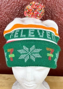 7-Eleven 7-11 Logo Store Werbung Winter Ski Beanie Bommel Acryl Strick - Bild 1 von 6