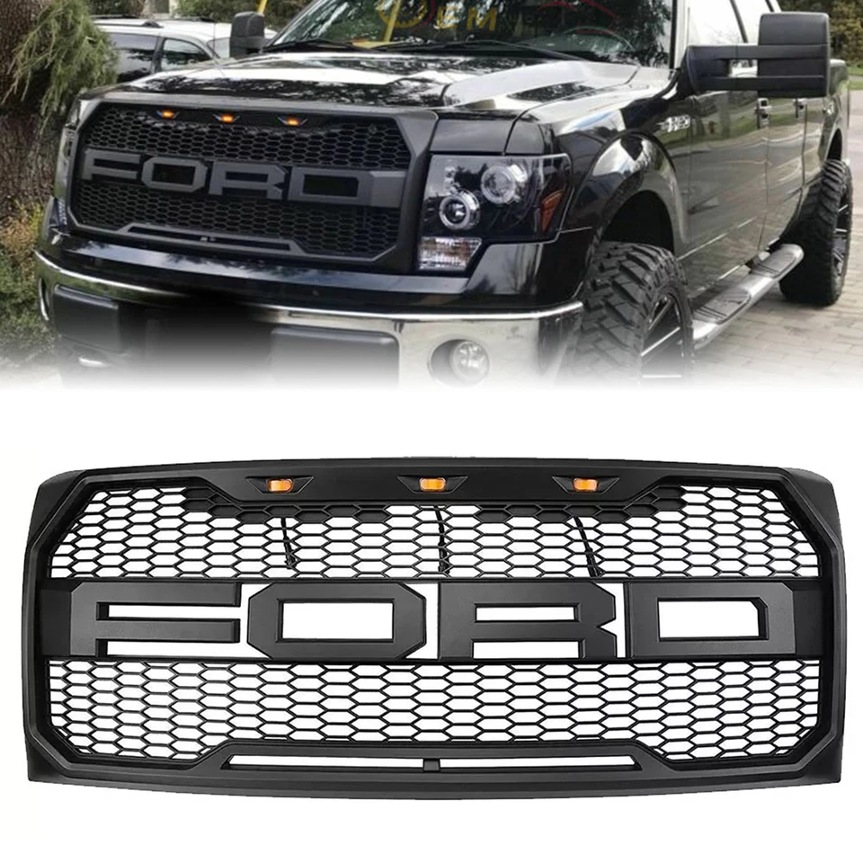 For 2009-2014 Ford F150 F-150 Front Bumper Grille Hood Grill Raptor Style Black - Image 1 of 4