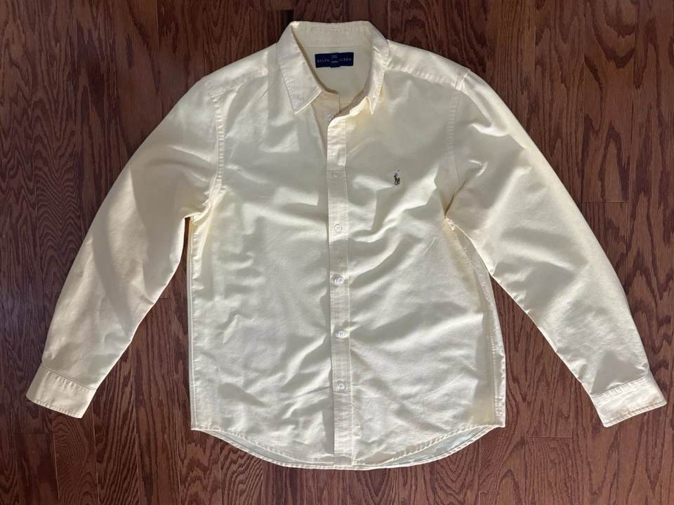 Polo Ralph Lauren Niños Oxford Camisa Abotonada XL Amarillo Bordado Poni 18-20 Foto 1 de 4