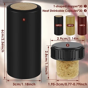 60Pcs Wine Sealer for Wine Bottles Wine Bottle Resealer Kit with PVC Heat leMdv+ - Picture 1 of 10