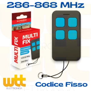 Telecomando cancello universale multifrequenza 4 canali 280-868Mhz codice fisso - Foto 1 di 3