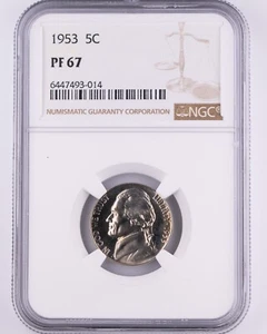 Certified 1953 Jefferson Nickel NGC PF67 Proof 5c - Picture 1 of 2