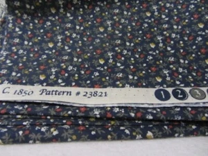 WINDHAM FABRICS NAVY BLUE FLORAL PATTERN # 22821 COTTON FABRIC 1/3 YARD - Picture 1 of 2