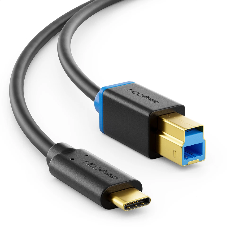deleyCON 1m USB C Kabel Datenkabel USB 3.0 USB-B zu USB-C MK1062